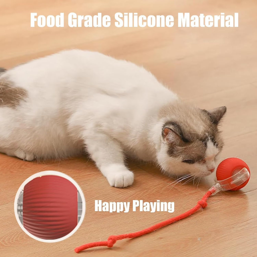 Celery Pets Cat Toy Ball, Celery Pets, Speedy Tail 2.0, Smart Interactive Cat Toy Ball, Cat Toy Speedy Tail 2.0, Automatic Interactive Dog Toy Moving Ball (Red+Grey)
