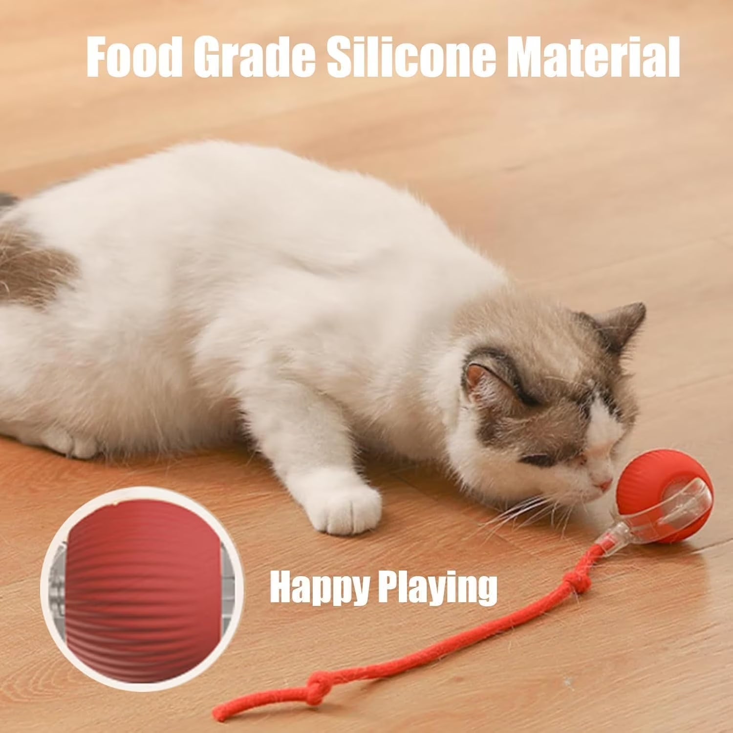 Celery Pets Cat Toy Ball, Celery Pets, Speedy Tail 2.0, Smart Interactive Cat Toy Ball, Cat Toy Speedy Tail 2.0, Automatic Interactive Dog Toy Moving Ball (Red+Grey)