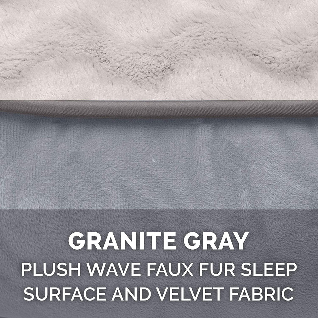 Soft, Orthopedic Foam Perfect Comfort Dog Bed with Washable & Removable Cover -Velvet Waves - Granite Gray, Dogs up to 55 Lbs - Large