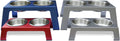 Elevated Dog Bowls, Cat Bowls -- Premium Anodized Aluminum Feeder (Short 4"). Us Food Grade Stainless Steel Raised Bowls,Metallic Gray