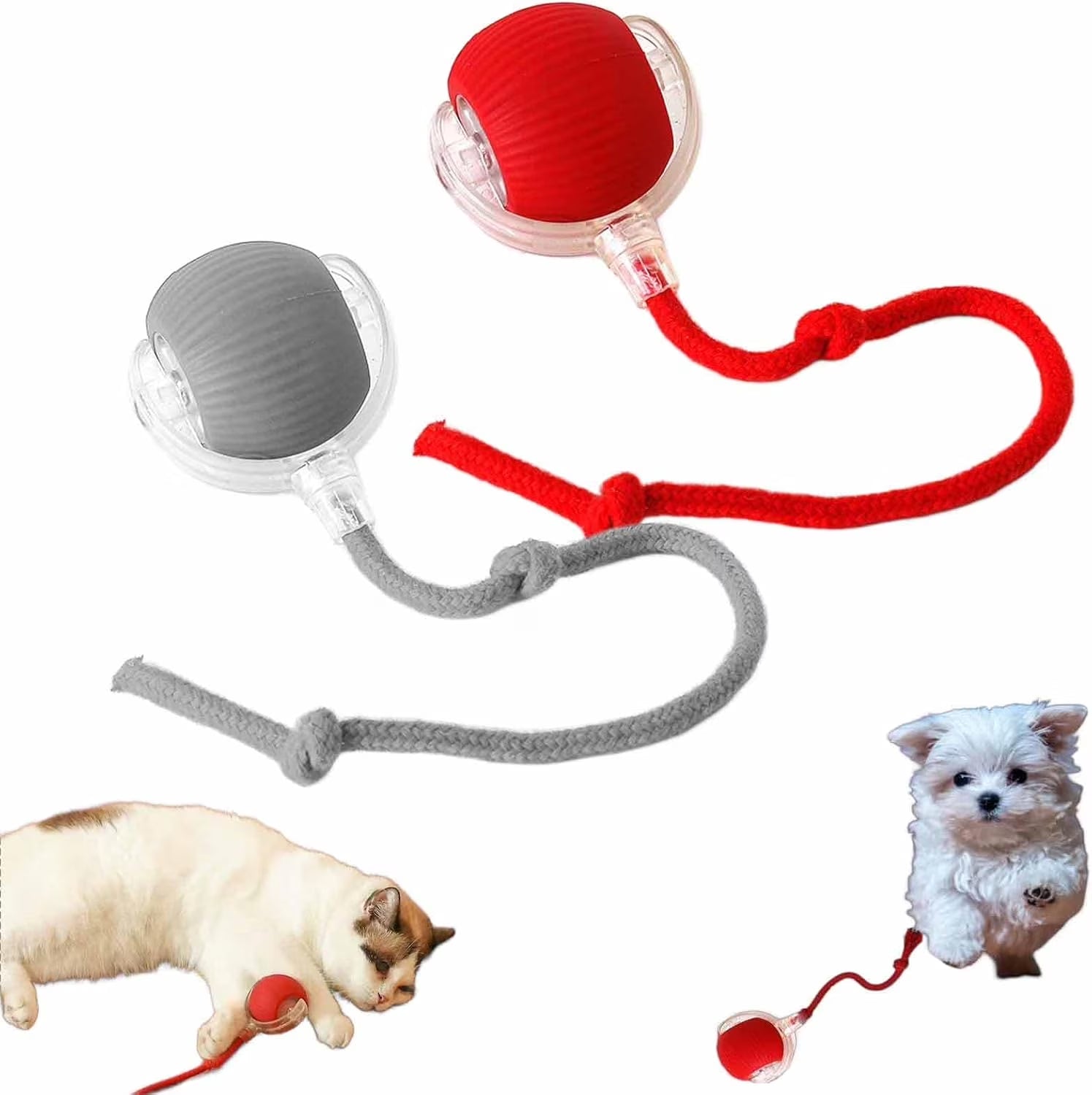 Celery Pets Cat Toy Ball, Celery Pets, Speedy Tail 2.0, Smart Interactive Cat Toy Ball, Cat Toy Speedy Tail 2.0, Automatic Interactive Dog Toy Moving Ball (Red+Grey)